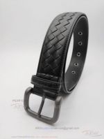 Perfect Fake Bottega Veneta Black Men's Intrecciato Leather Belt